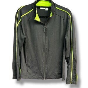 Chico's Black Utility Jacket with Vibrant Green Interior
